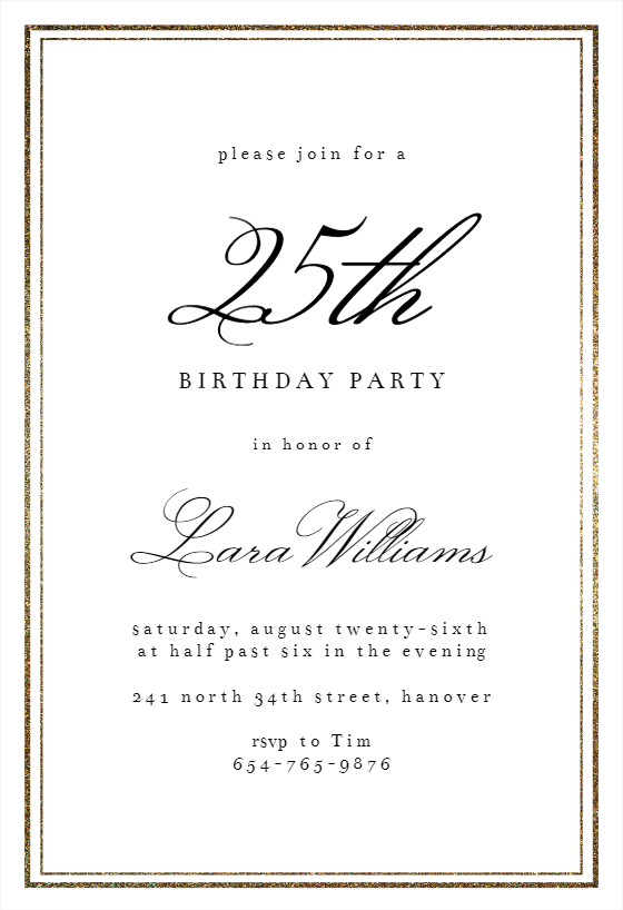 Classy 25 - Birthday Invitation Template (Free)